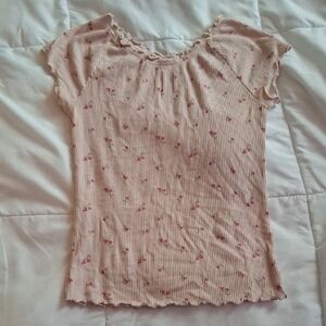 Old Navy Pink Ribbed Top with Ruffles
